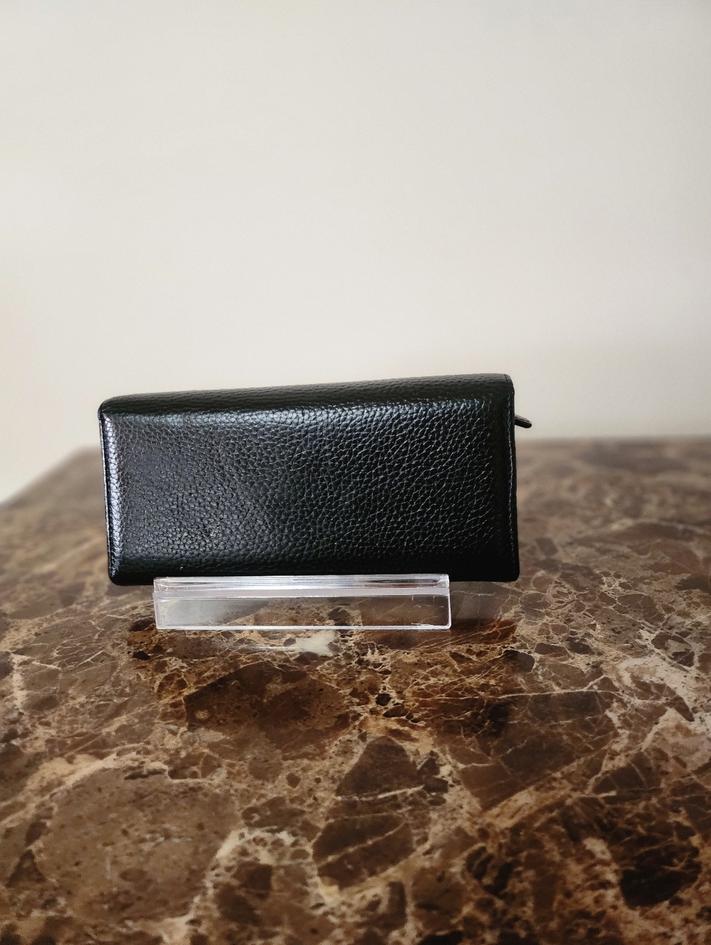 Mario Valentino Black Pebbled Leather Long Wallet EUC - Picture 10 of 15